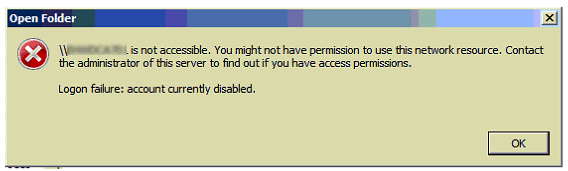 SOLVED: Account Currently Disabled Login Failure On Network Share